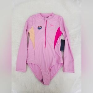 Reebok🌸 Girls One Piece Girls One Piece Long Sleeve Swimsuit Size XL(12)
